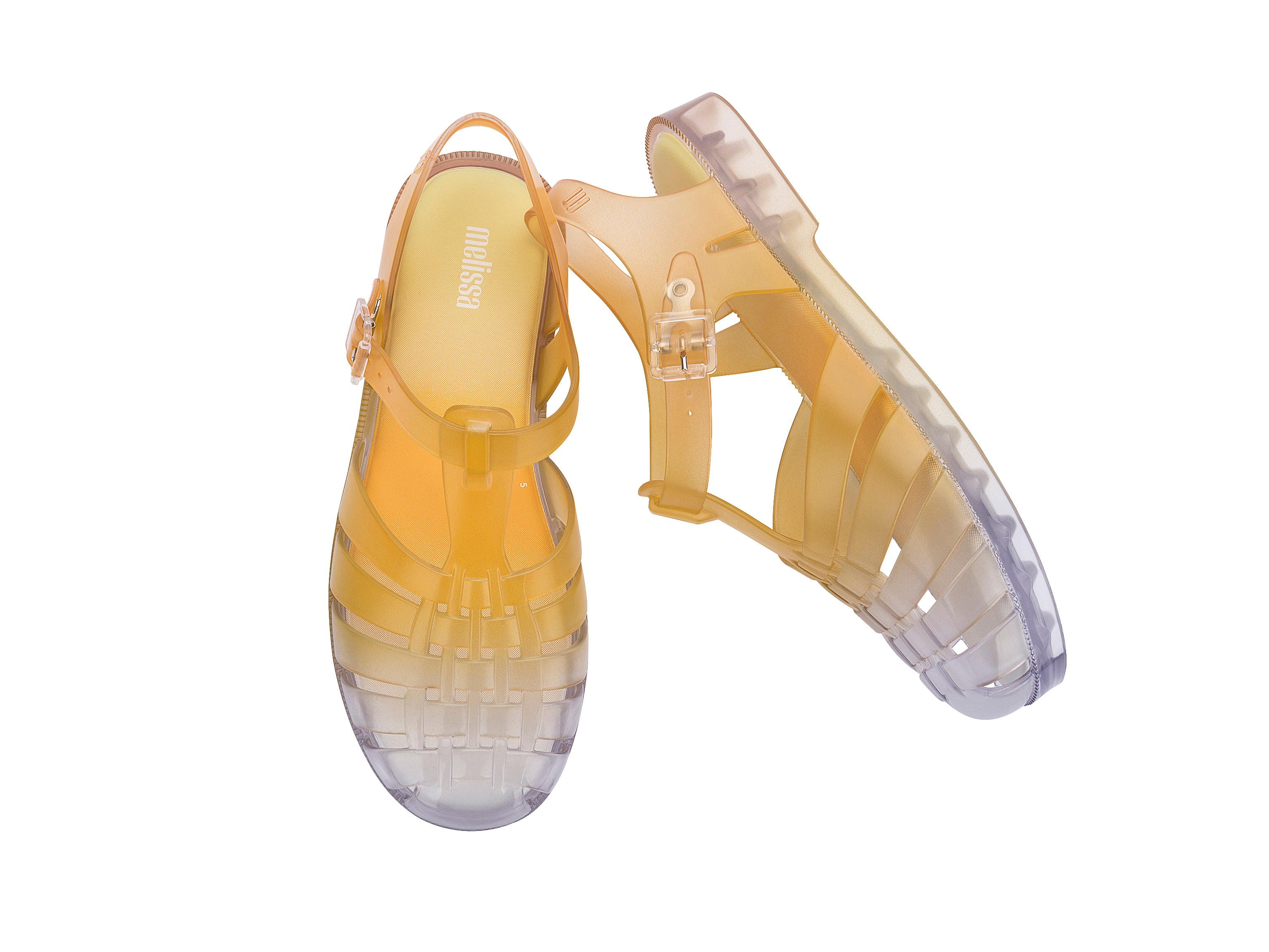 sandale dégradée jaune et transparent
