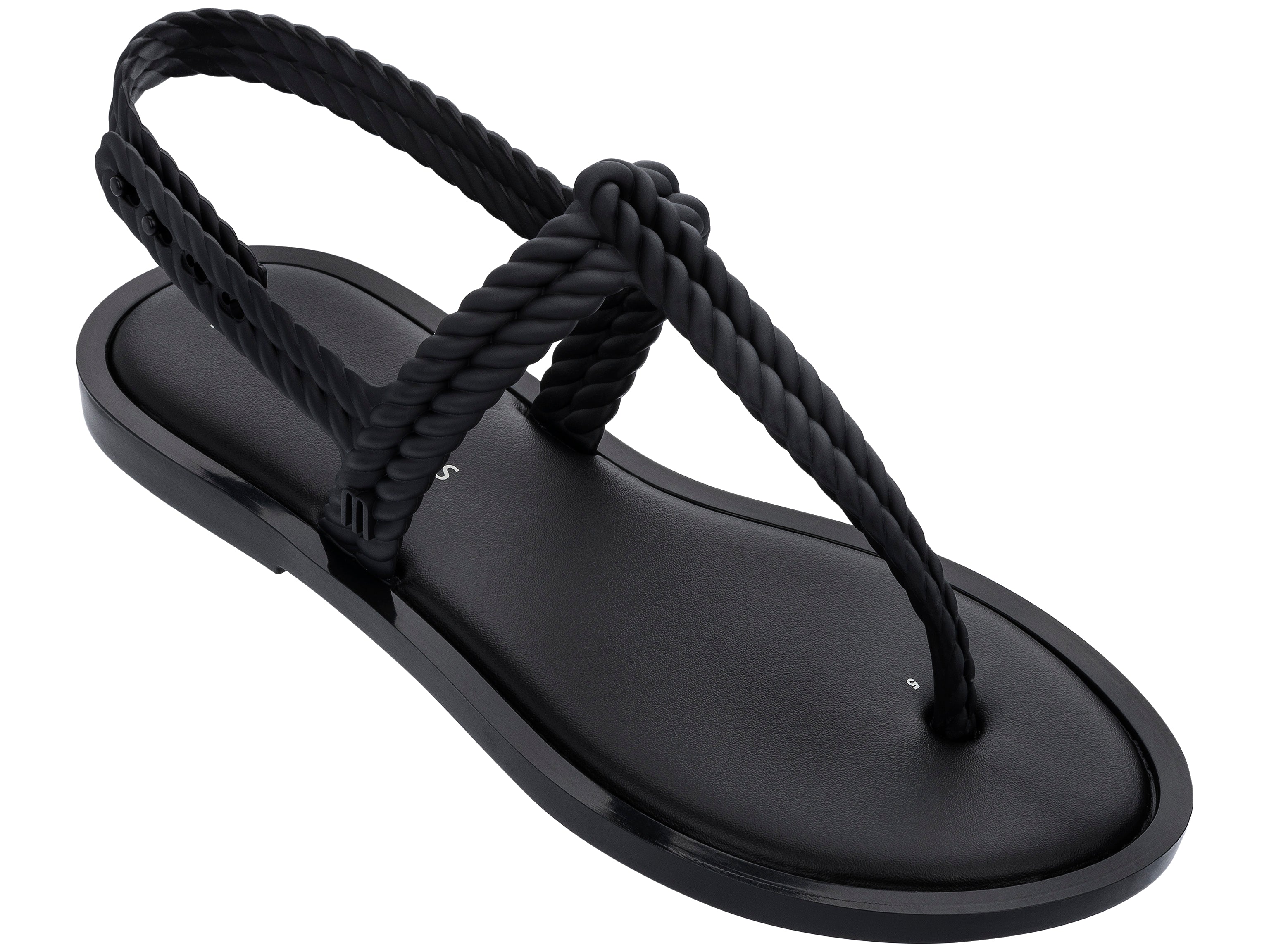 sandale noire plate